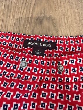 Men’s Michael Kors Red and Navy Geometric Print Swim Shorts